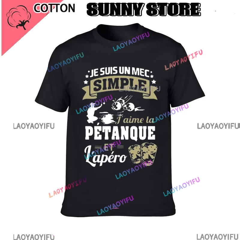 2024 Popular Top Sale Cool je suis un simple aime la petanque et lapero shirt men Customized O Neck Gift Comical Spring T shirts