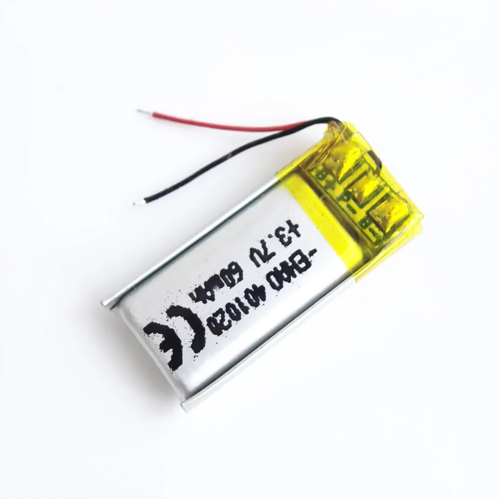 2 قطعة 3.7 فولت 60 مللي أمبير بطارية ليثيوم بوليمر ليثيوم بو قابلة للشحن 401020   لسماعة رأس بلوتوث Mp3 سماعة أذن ذكية