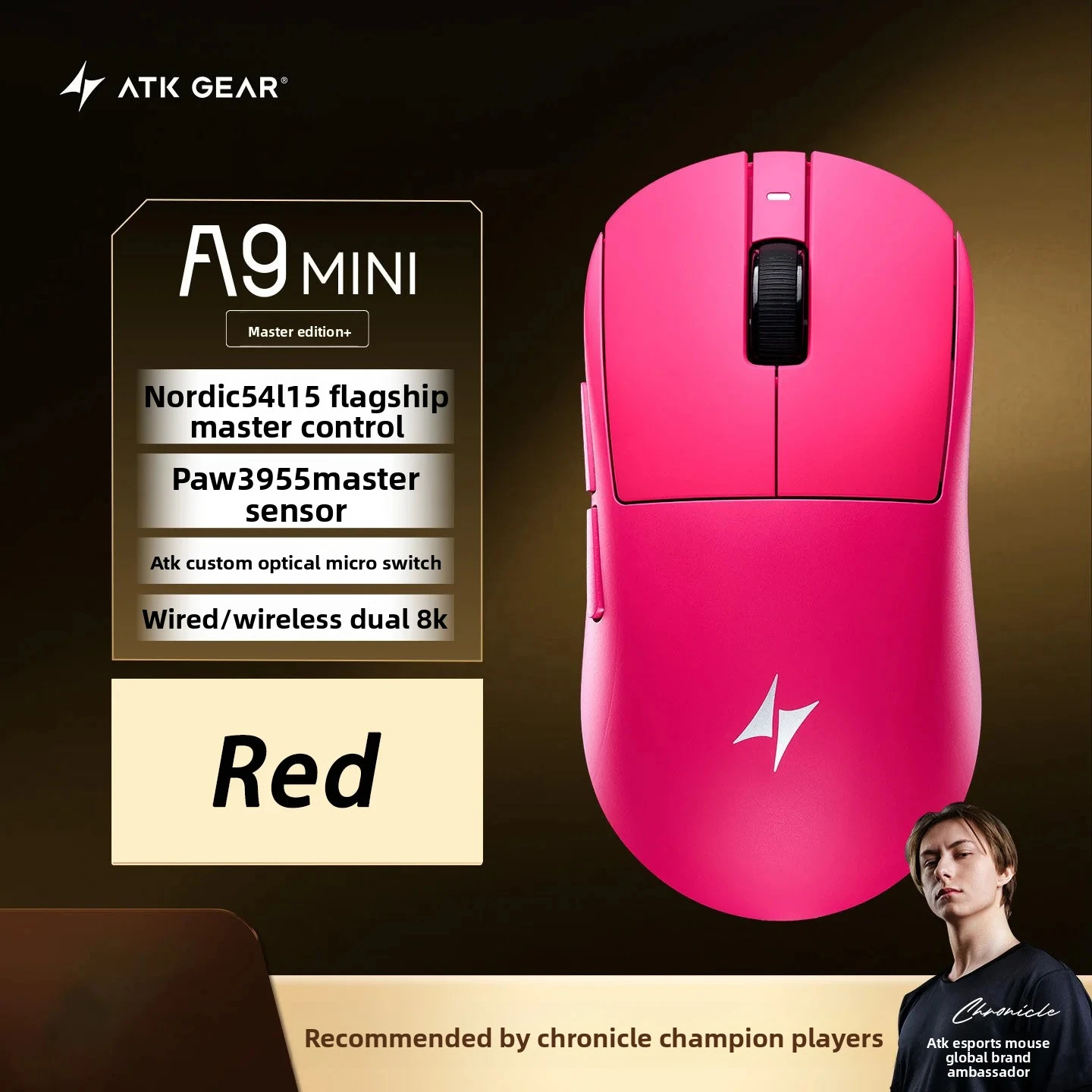ATK A9 MINI Dual Mode Gaming Mouse Wireless Dual 8K E-sports Mouse