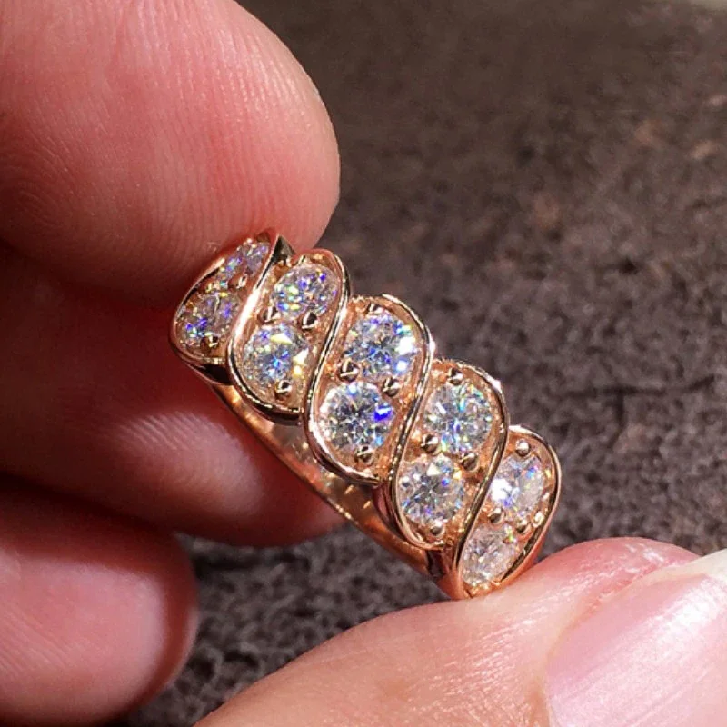 CAOSHI New Fashion Rose Gold Color Ring Female Trendy Jewelry with Bright Zirconia Chic Stylish Finger Accessories for Wedding
