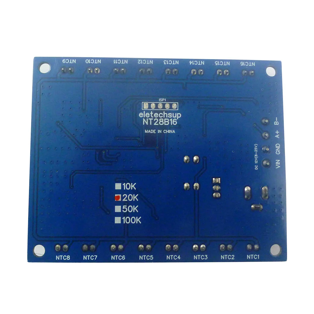 16Ch RS485 collettore di temperatura Modbus RTU registratore senza carta 10K/20K/50K/100K B3950 sensore NTC