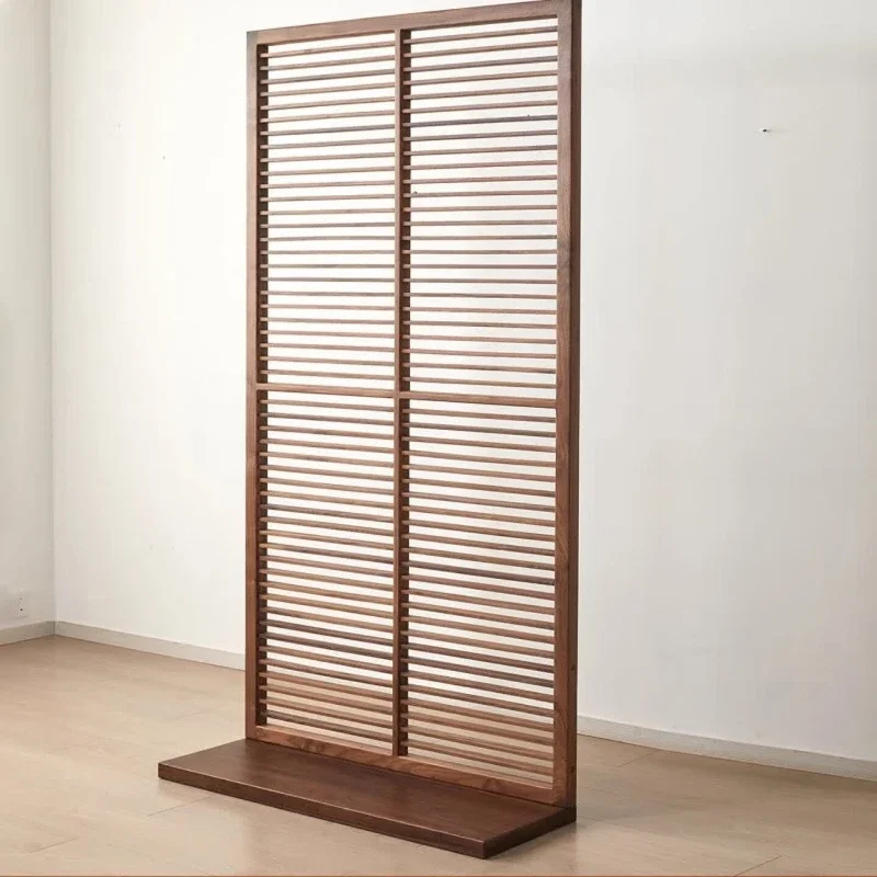 Song-style aesthetics, all-solid wood screen, North American black walnut hollowed-out partition, living room entrance porch sha