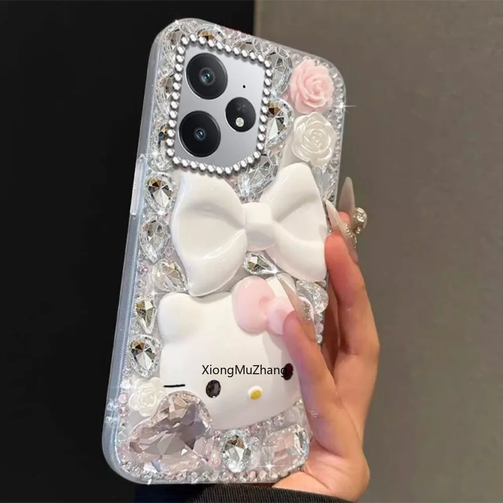 Sanrio Hello Kitty Cartoon Niedliche Hülle für OPPO Realme GT 8 Pro 7 GT Neo7 6 5 Realme 16 15 14 13 12 11 10 Diamant-Strass-Cover – Detail 2