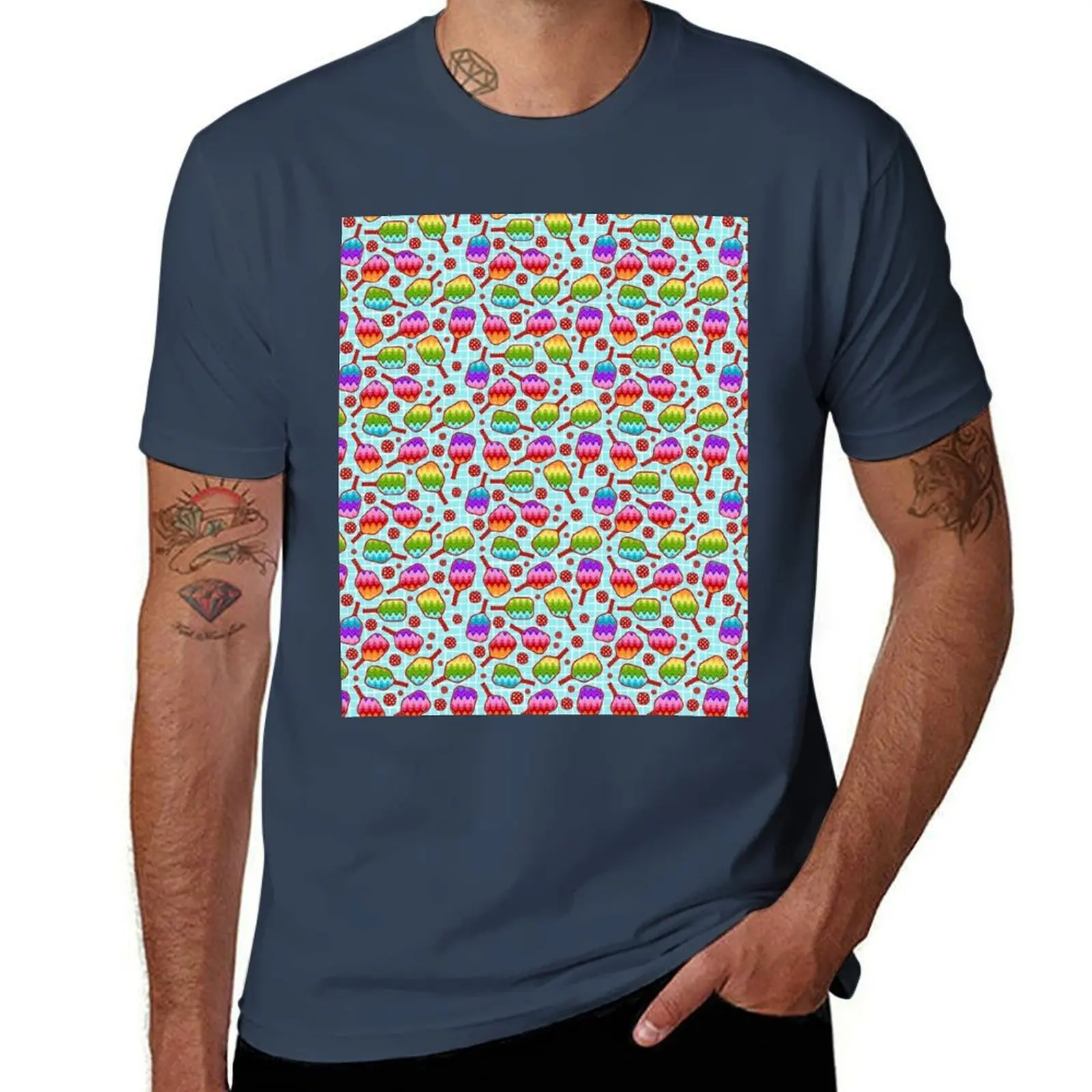 

Rainbow Pickleball Paddles and Balls T-Shirt Water Resistant Casual T-Shirt