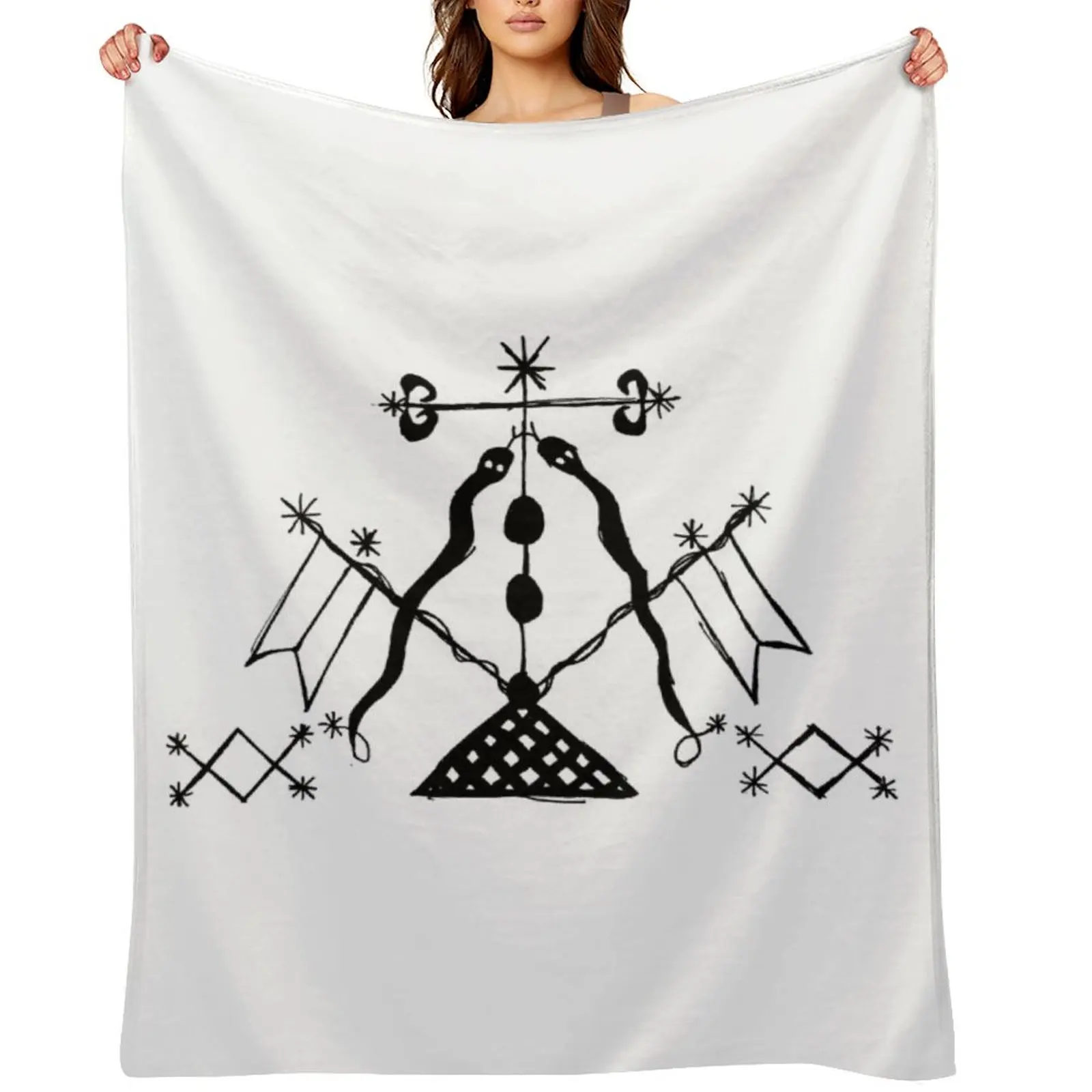 

Damballah Wedo Voodoo Veve Throw Blanket decorative warm winter Flannel Nap Blankets