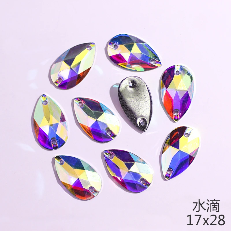 All sizes Teardrop Sew on Rhinestone Reisin Crystal AB flatback Sewing on Stone Strass Beads for Clothing Accessories Shoes