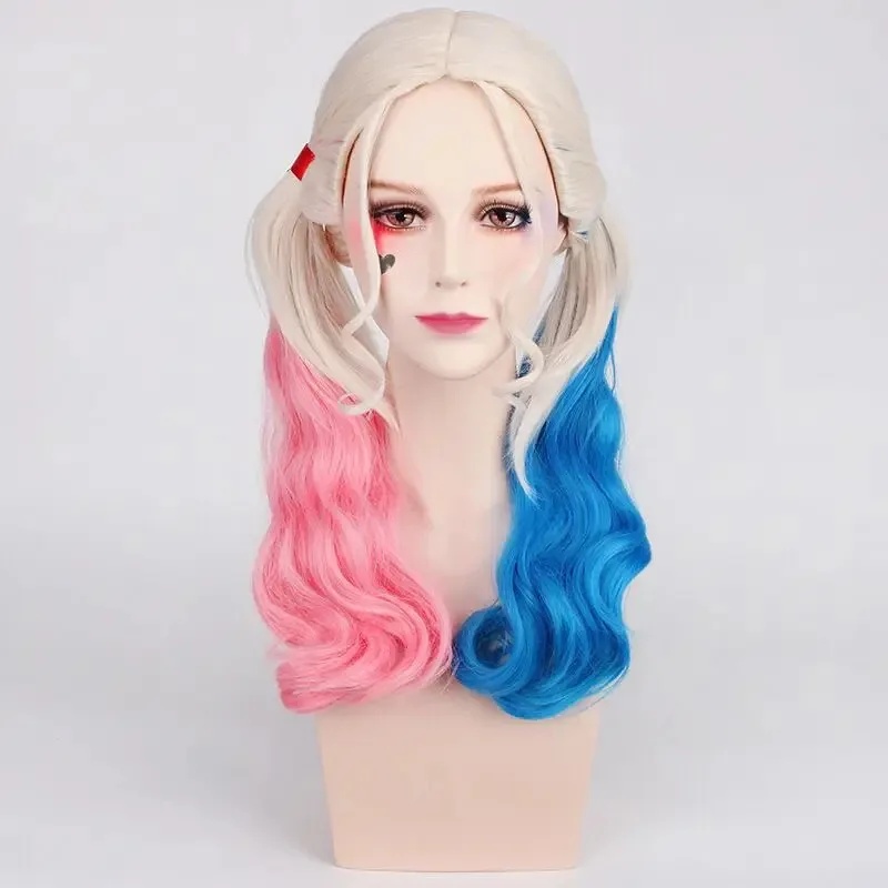 2025 11 Harley Quinn Cosplay Wig Halloween Props Girl's Wigs Harleen Quinzel Hair Dresser For Adult Party Decorations