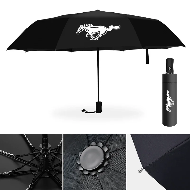 Car Logo Portable Rain Sunshade With Umbrella For Mustang Explorer FIESTA Focus Shelby GT350 Kuga Fusion F-150 Auto Accessories