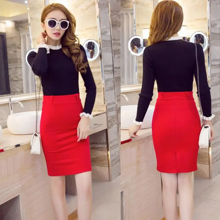 Korean version High Waist After The Split One Step Skirt Slim OL Professional Elastic Package Hip Skirt S-5XL