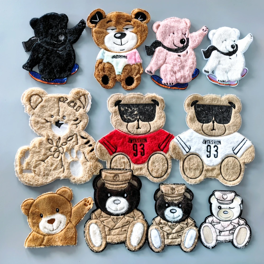 Embroidery Cartoon Badges,towel Patch,bear Appliques,bears Patches for Clothing DIY Accessory WF229278