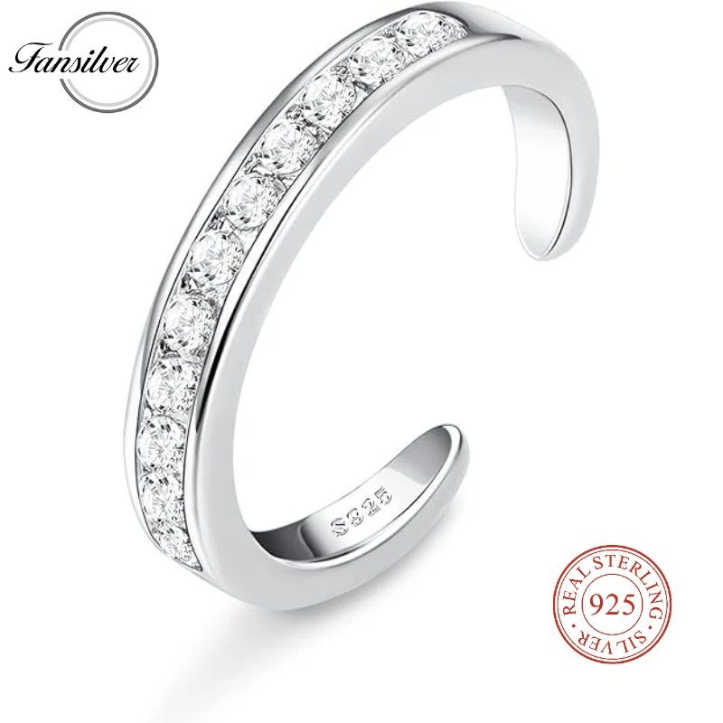 

Fansilver S925 Sterling Silver Toe Rings for Women Adjustable 14K White Gold Plated Cz Summer Beach Open Toe Rings Foot Jewelry
