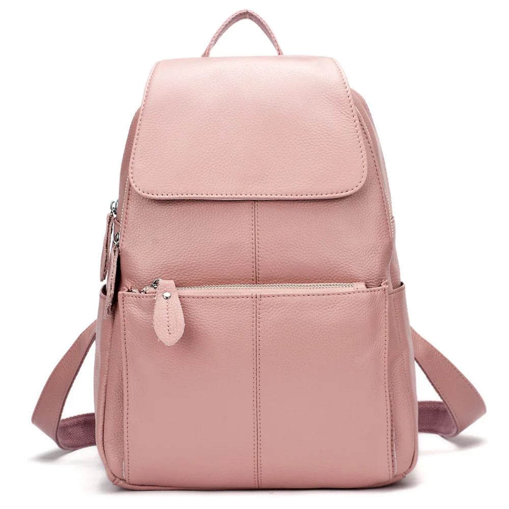 Zency 15 Colors Fashion Women 100% Genuine Leather Backpack Knapsack Large Capacity Preppy Style