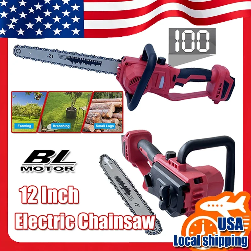 

Fit Milwaukee 12-inch Cordless Electric Chainsaw 600W Handheld Brushless Woodworking Chainsaw Power Tool for 18V Battery