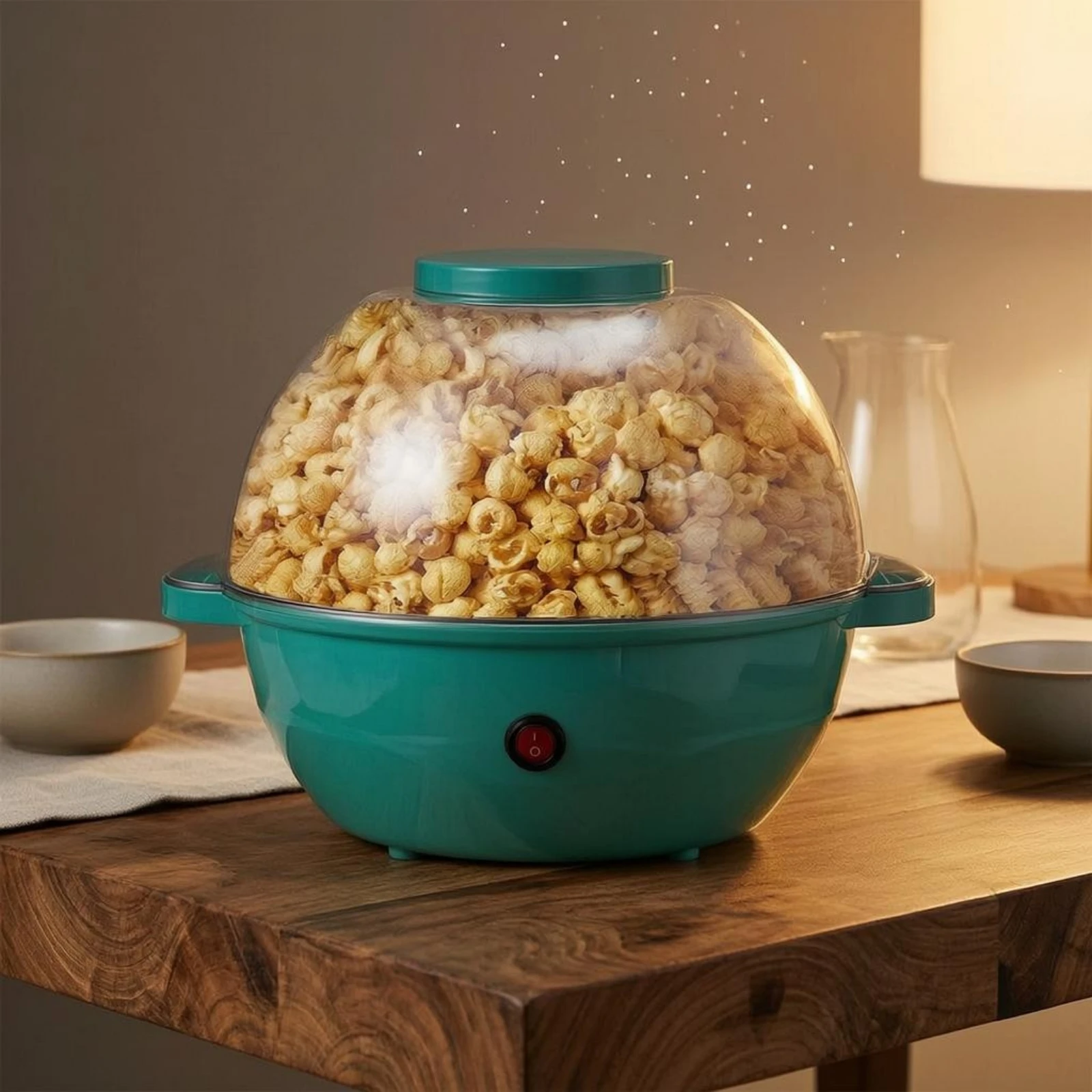 Electric Popcorn Maker Non-Stick Popcorn Popper Home Appliance Domed Lid Side Handles