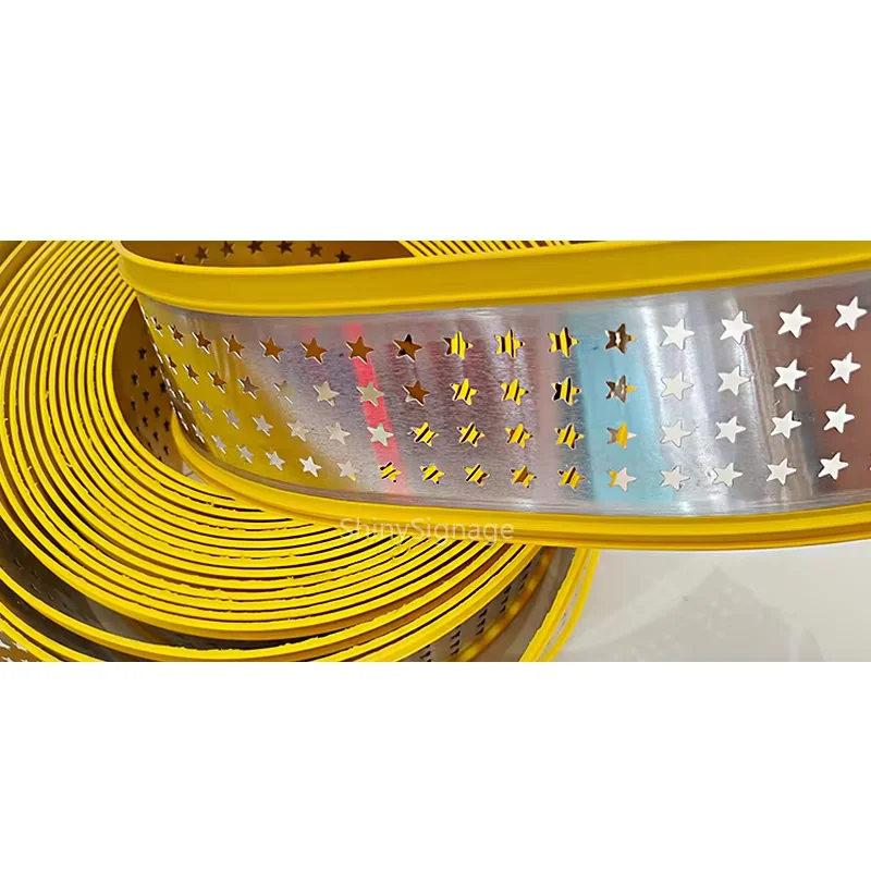 별 모양 구멍이 있는 알루미늄 판재 천공 채널 문자 스트립, 오각형 구멍 포함 수제 조명 간판 제작 재료