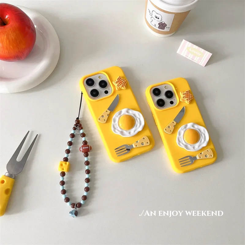 حافظة أدوات مائدة كرتونية مع سلسلة للنساء ، غطاء واقي لهاتف آيفون إكس إس ماكس ، 11 ، 12 ، 13 ، 14 ، 15 برو ماكس ، متعة كورية ، تخصيص