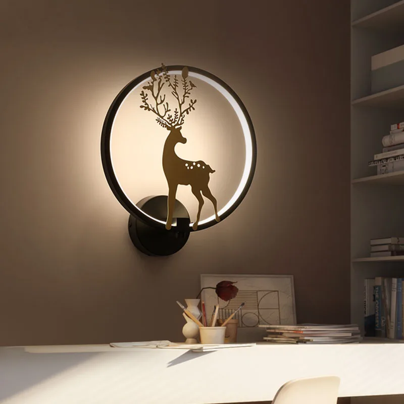 

Modern Minimalist LED Wall lamp For Living Room Bedroom Bedside Wall Sconce For Corridor Background Creative Deer Wall Light