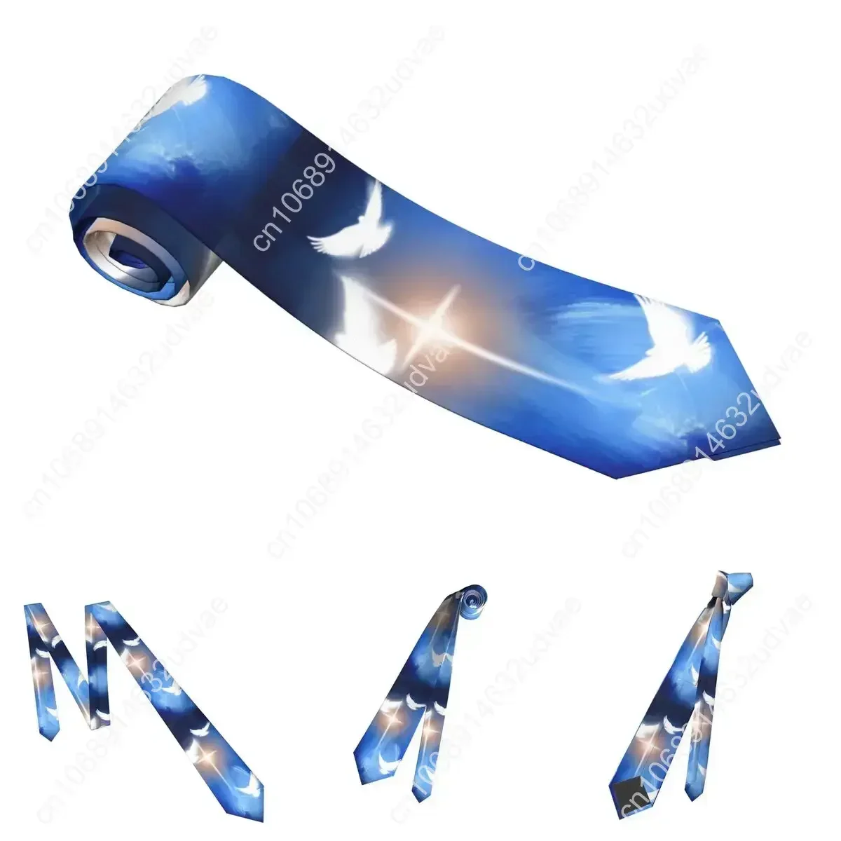 Croix chrétienne lumineuse avec trois colombes cravates hommes femmes Polyester 8 cm cravates pour hommes costumes étroits accessoires