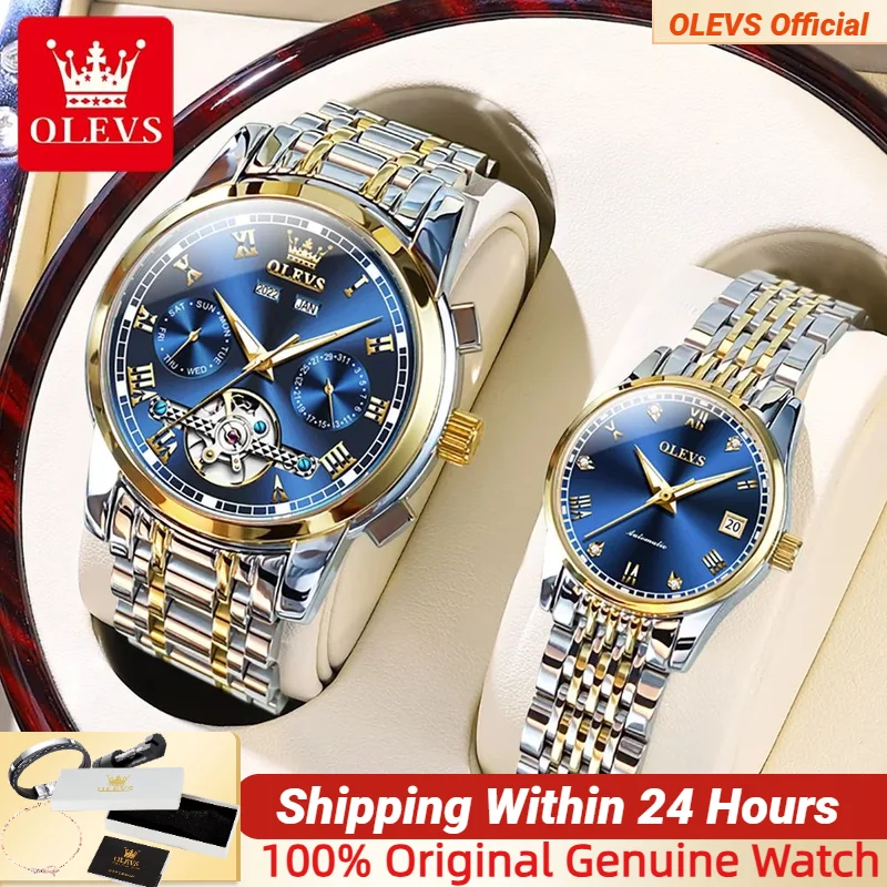 OLEVS Classic Automatic Mechanical Watch for Men Women Multifunctional Roman Scale Waterproof Luminous Couple Watches