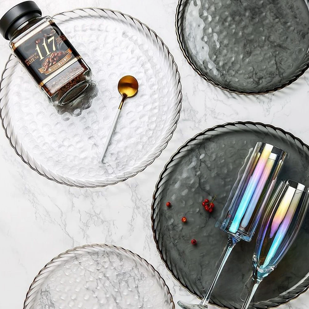 

1 шт. изысканное стеклянное блюдо в европейском стиле, практичное для стейка, салата, десерта, элегантный поднос, посуда, тарелка для стейка, стеклянная тарелка