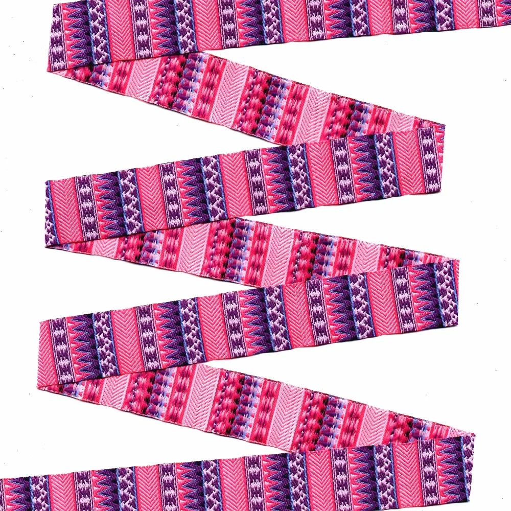 ZERZEEMOOY 7/8 Inch 22MM 10 Yard 100% Polyester Woven Jacquard Ribbon Deep Pink And Purple Geometry Lace Crafts And DIY Projects