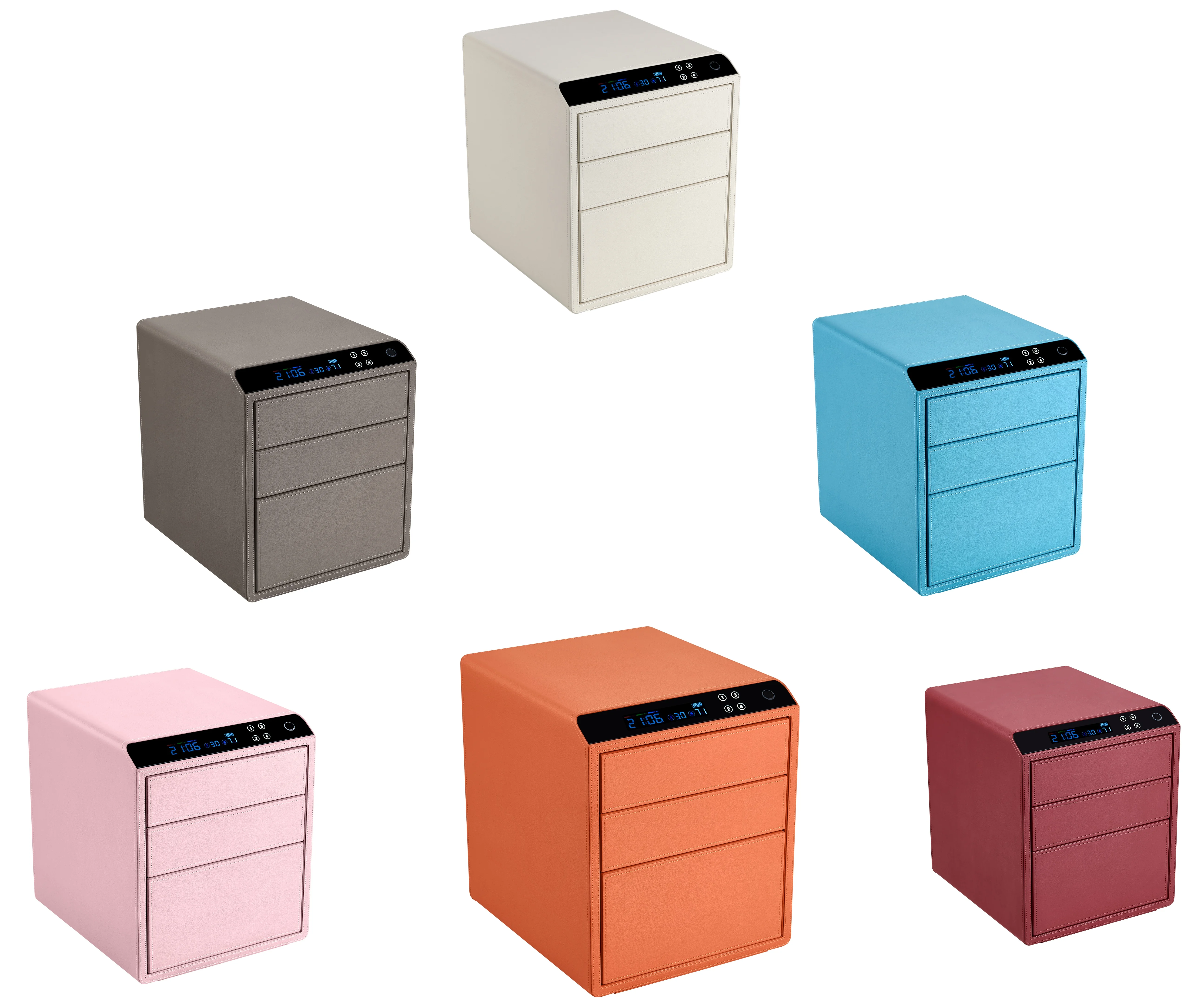 Three-Layer Premium Leather Safe Box, Fingerprint Password Drawer Safe for Jewelry Makeup and Valuables Storage