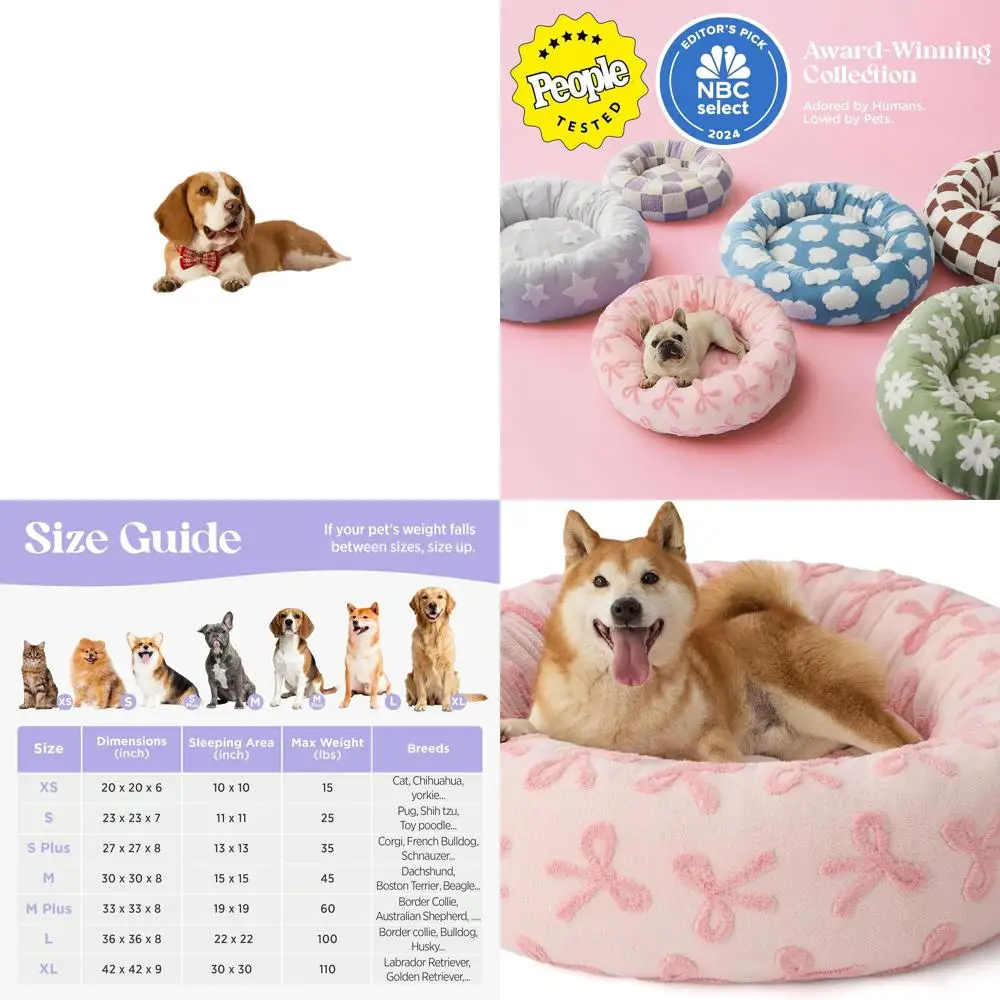 

36 Pink Taffy Round Dog Bed - Indoor Calming Pet Gift, Washable Plush, Anti-Slip Base, Suitable for Large Dogs and Cats