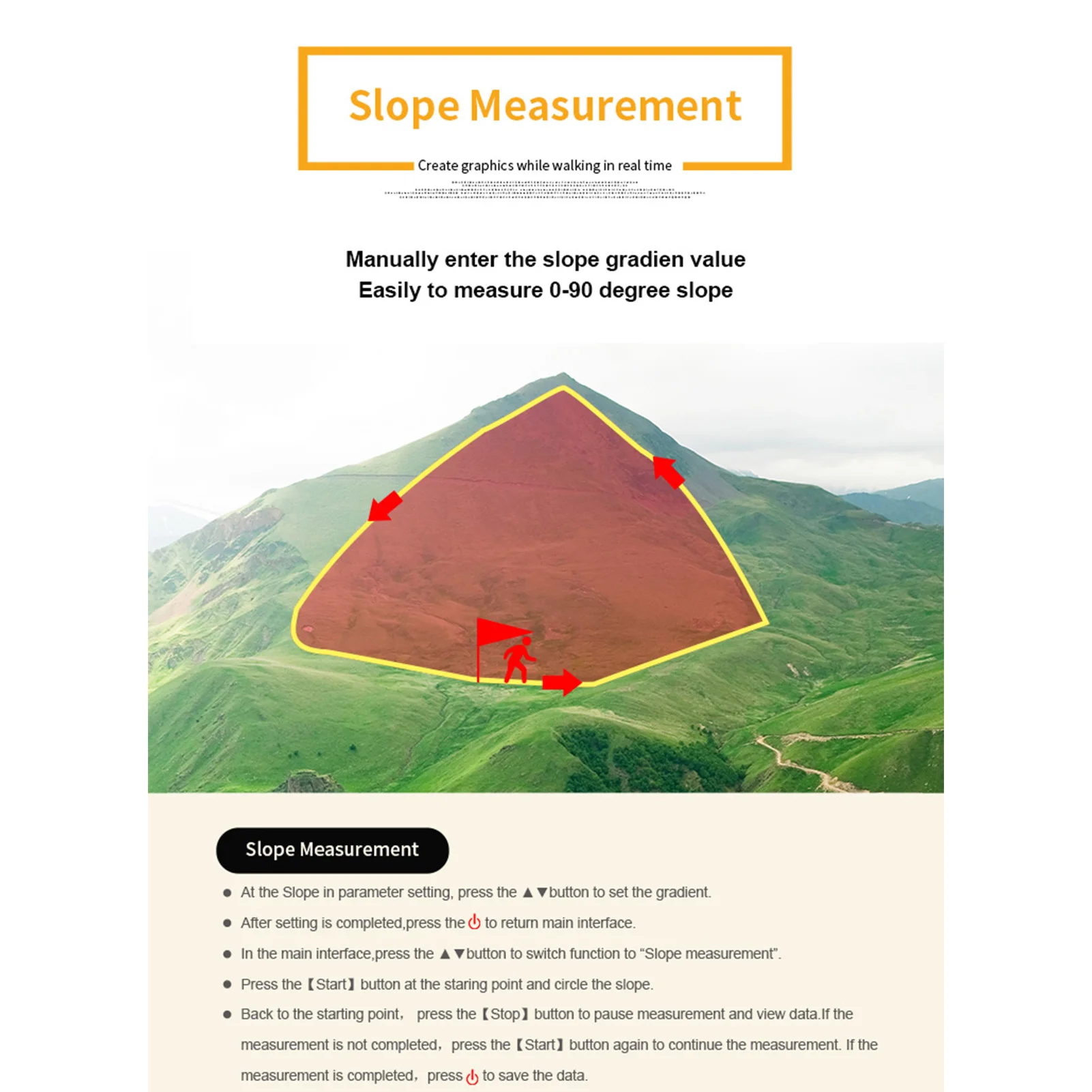 آلة مسح الأراضي المحمولة مقياس منطقة الأرض 2.4in عرض إخراج البيانات صوت يطالب نظام تحديد المواقع أداة قياس مسح الأرض #4