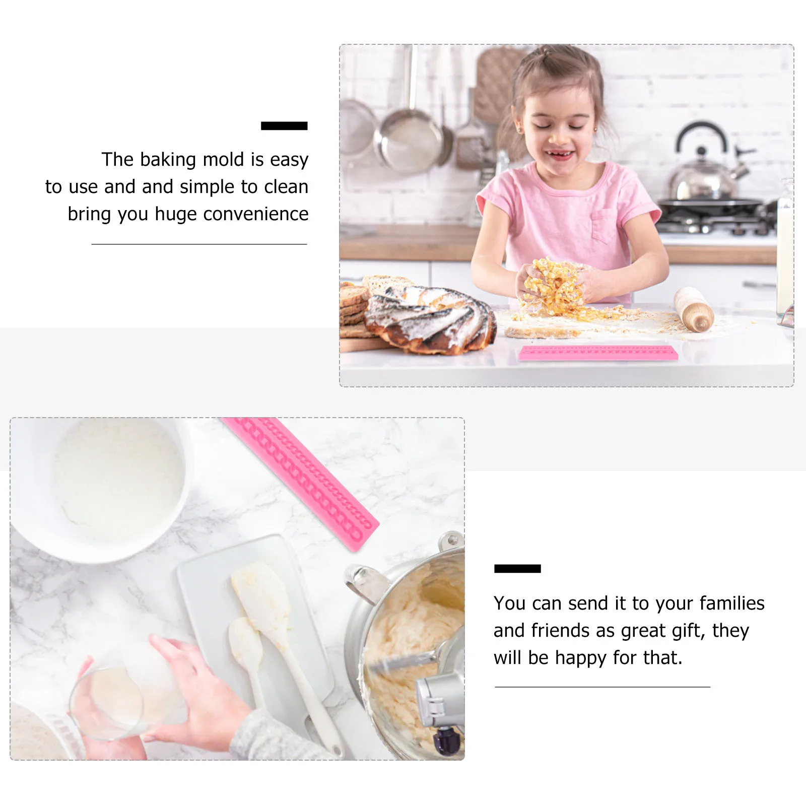 

2 Pcs Silicone Baking Tools Cake Chocolate Mold Bag Chain Shape Fondant Silica Gel