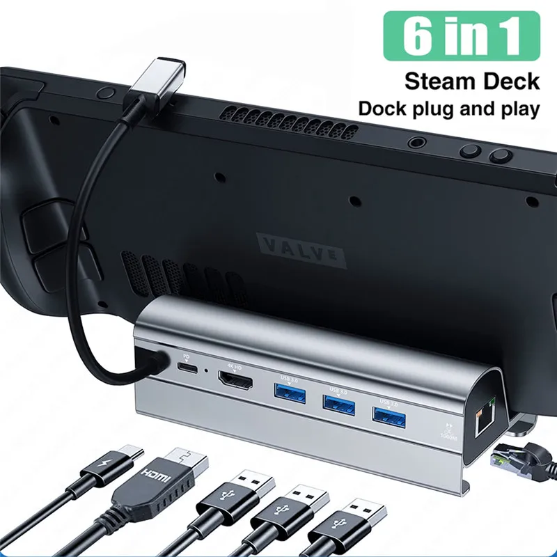 

Charging Docking Station for Steam Deck Fast Charging Base for ROG Ally Nintendo Switch HDMI 4K60Hz USB HUB for MacBook PC