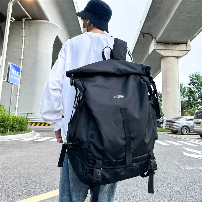 Retro Design Mens Backpack Travel Urban Backpacks Lightweight Nylon Schoolbag Solid Unisex Laptop Rucksack Hiking Sport Bagpack