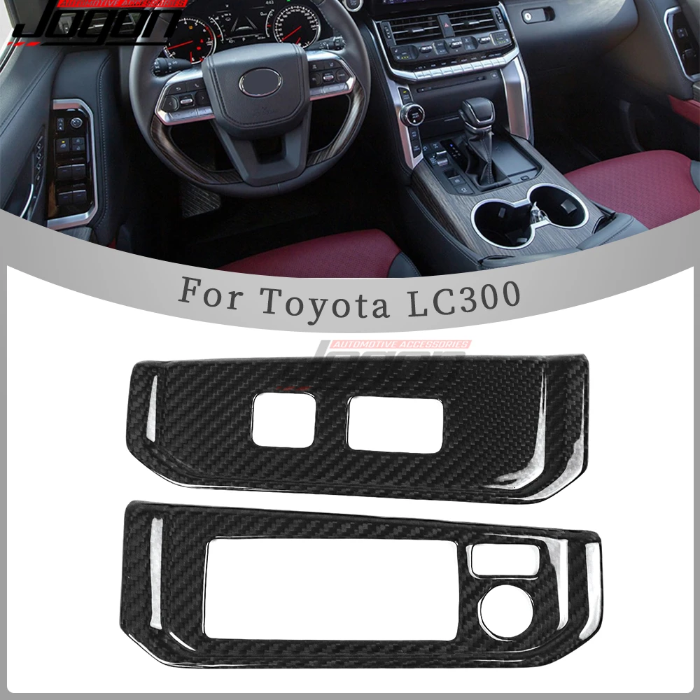 

LHD Carbon Car Inner Door Armrest Handle Side Window Switch Frame Cover Trim Accessories For Toyota Land Cruiser 300 LC300 2022+