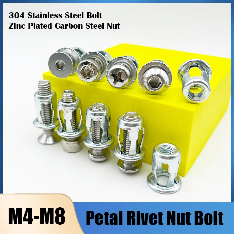 

Stainless Steel Expansion Clamp Petal Rivet Lock Jack Nut Bolt Hollow Wall Iron Rivet Riveter Fixed License Plate For Car Screw