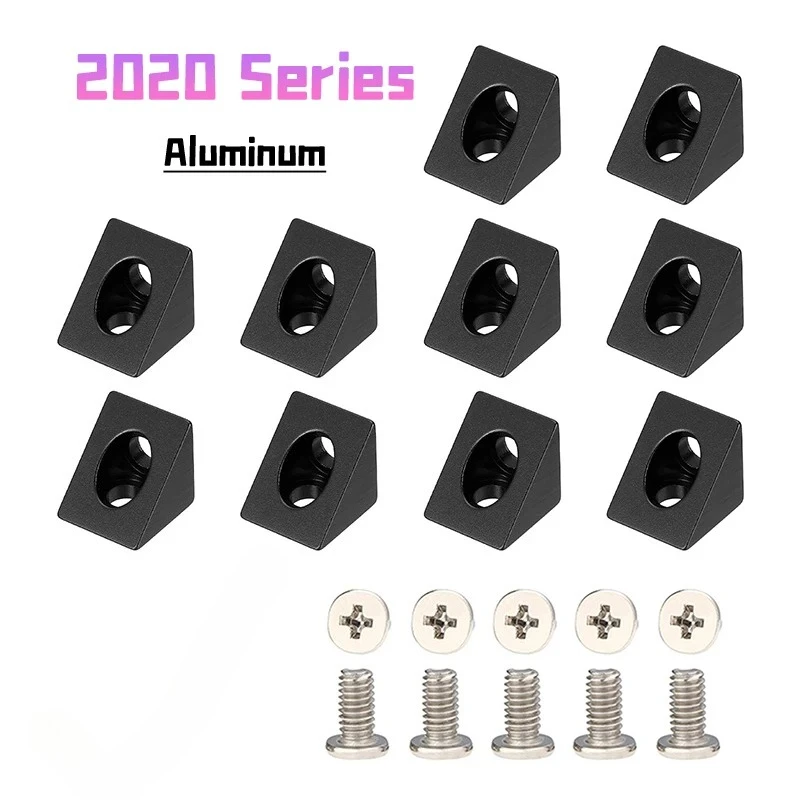 1~100pcs Black V-slot Angle Corner Connector 90 Degree Angle Bracket for 2020 Profiles for Aluminum Extrusion Rail Accessories