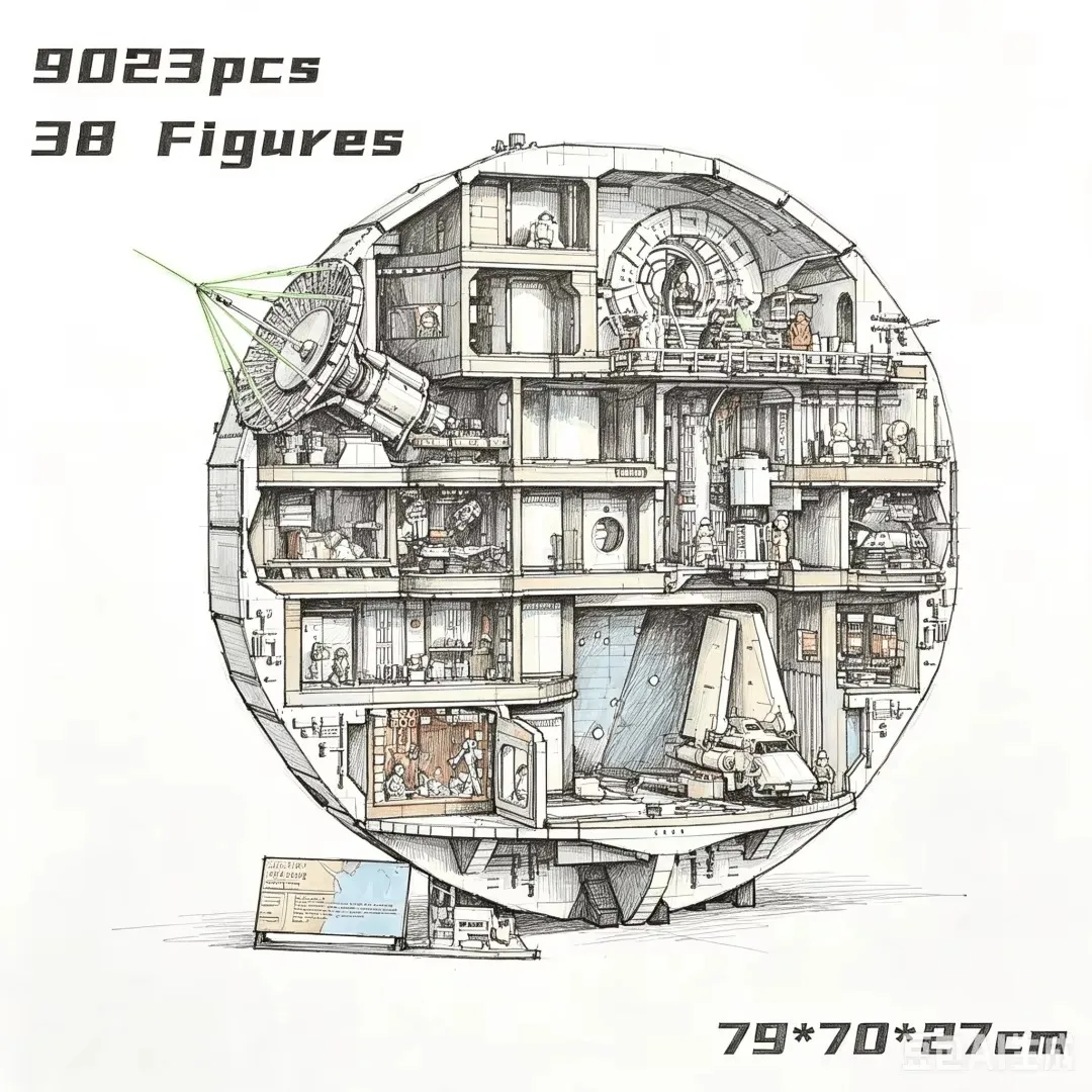 Gifts Moc Space Battle Station 9023pcs Building Blocks Bricks Interstellar Sci-fi Fortress Model Christmas Toys
