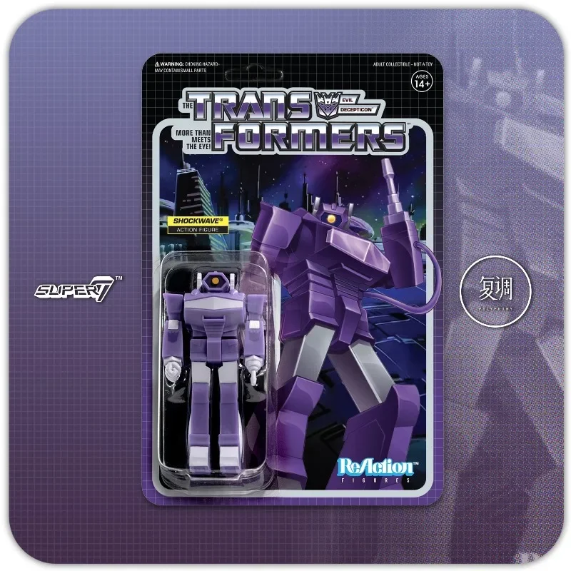 In Stock Original Deformed Toys Super7 Series 2B Shock Wave Titanium Master Phantom Hanging Card Movable Doll Collection Gift