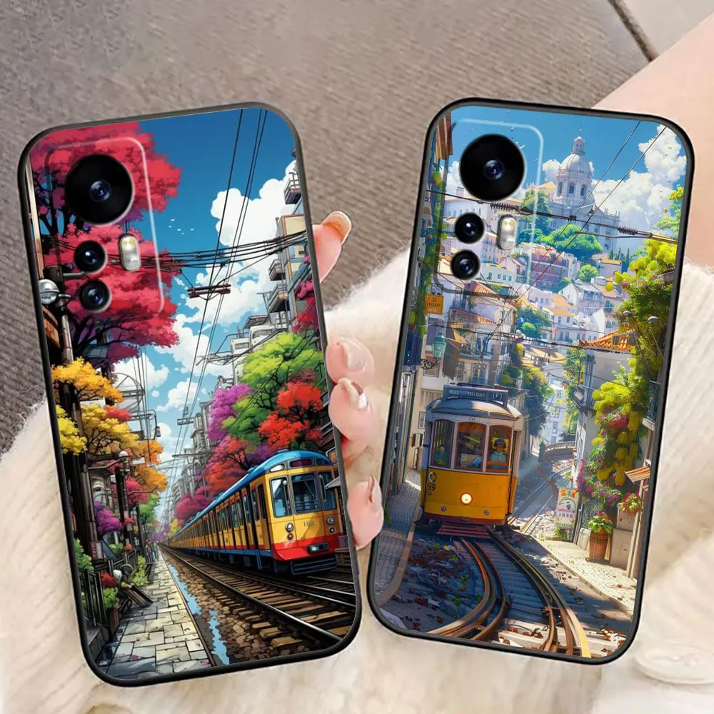 Bus View Cherry Blossoms Phone Case For Xiaomi 13 12 12T 11 11T 9 LITE POCO F6 F5 F4 F3 M6 M5 M4 M3 X5 X4 X3 GT Case Funda Shell