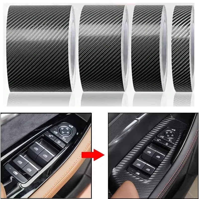 3/1pcs Nano Carbon Fiber Car Sticker DIY Paste Protective Strip Car Threshold Scratch Resistant Tape Waterproof Protective Film
