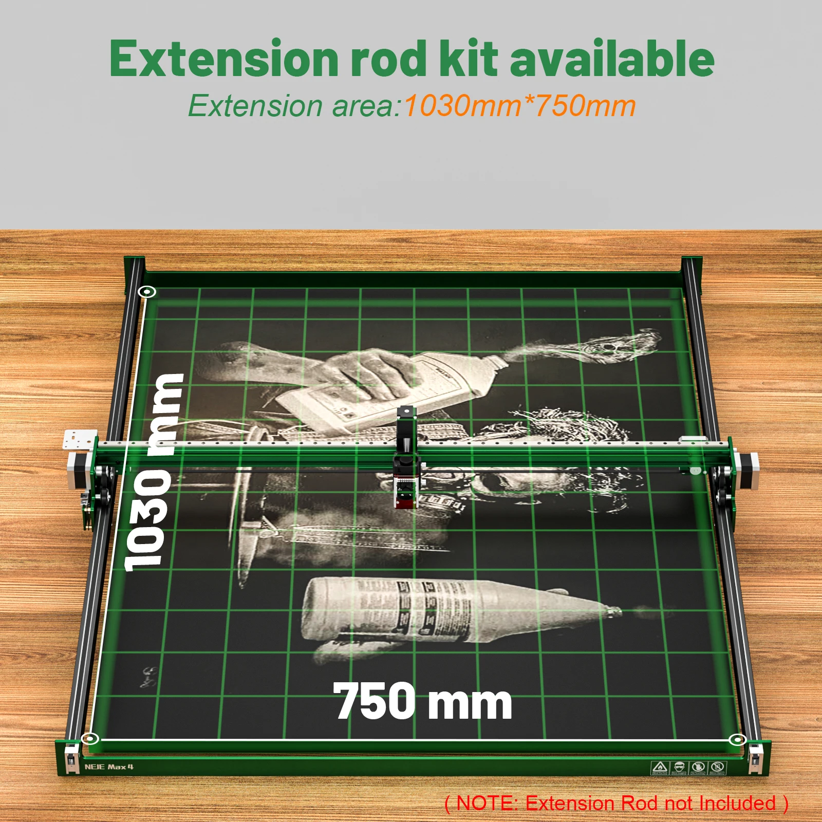 Neje 4 Max 120W Cnc Lasersnijder Graveur Metaal Graveren Hout Snijteken Gereedschap Met A40640 Dubbele Straal Gecomprimeerde Spot Module