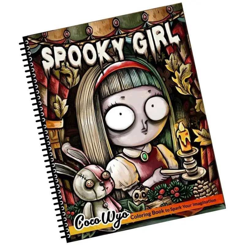 Horror Girl Coloring Book Unique Scary Cartoon Girl Color Pages Halloween Accessories Ghost Scary Animal Patterns Coloring Pages