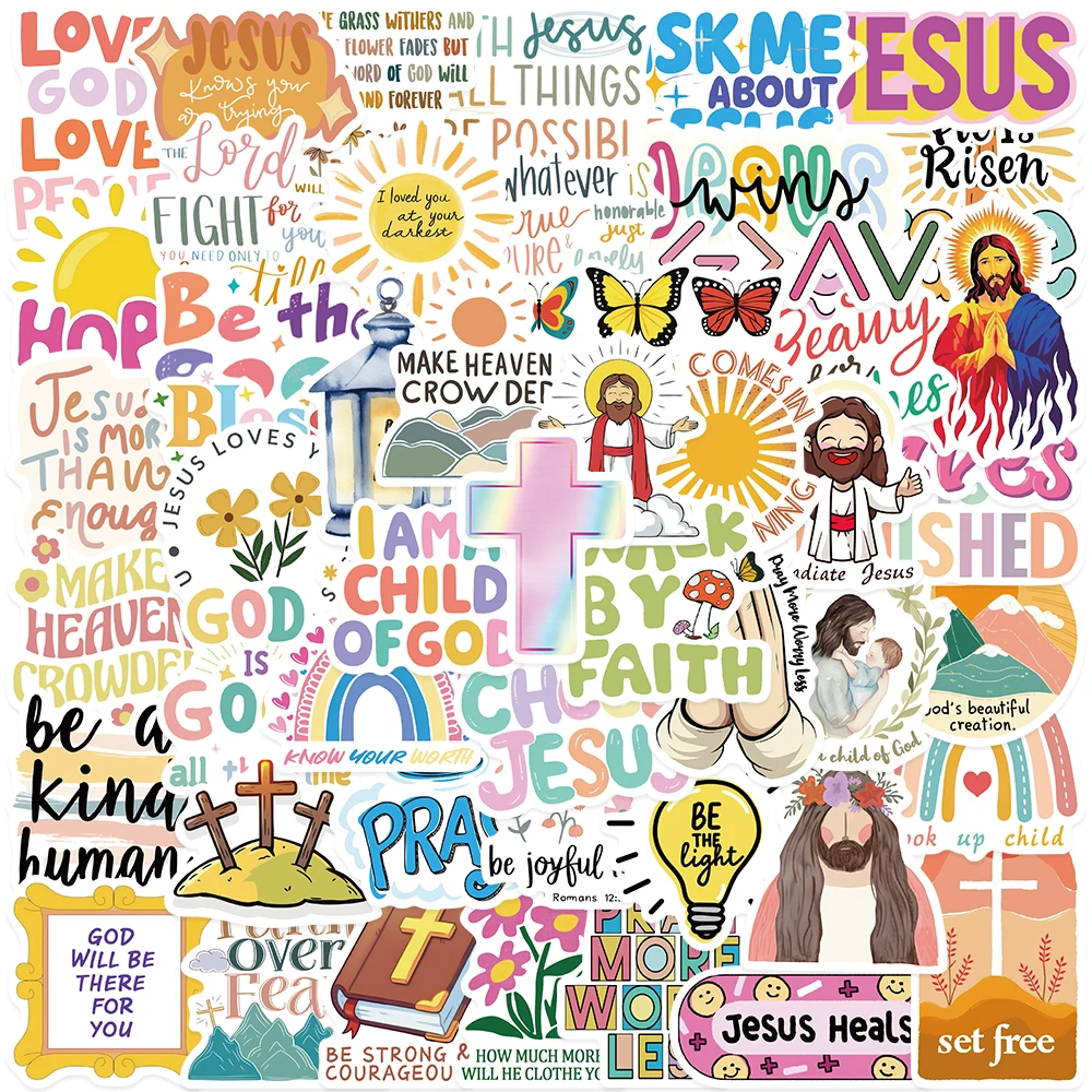 52 Stück Jesus-Glaubens-Aufkleber Christliche Bibelvers-Sticker für Gläubige Erwachsene Tagebuch Scrapbook Deko Geschenk