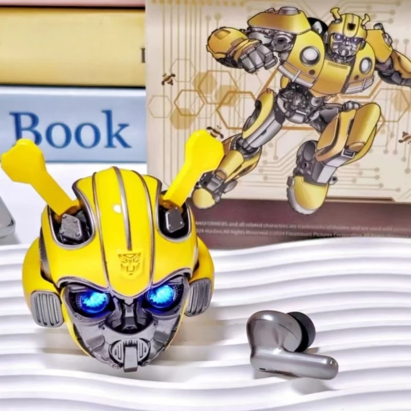 Original Transformers Bumblebee H1 Anime Peripheral Noise Reduction Alloy Headset Mech Model Ornament Boy'S Birthday Xmas Gift