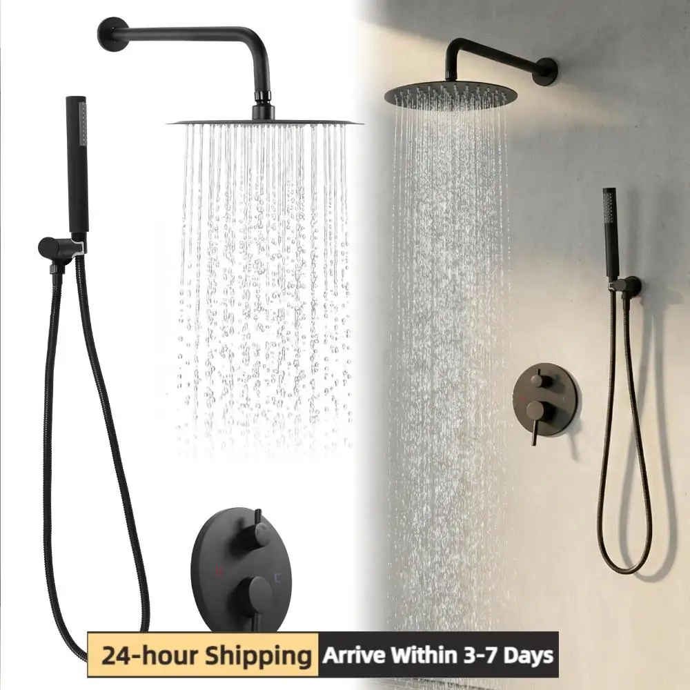 

Ceiling Rainfall Shower Head System with 10 Inch Showerhead Rainfall Shower System with Rough-in Valve for Home Hotel Hard Water