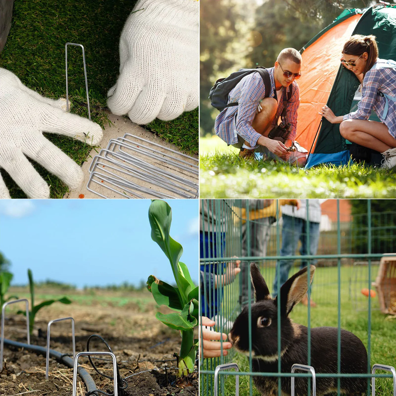 Galvanized Landscape Staples Durable Material Superior Anti-Rust Fence Stakes Suitable for Securing Weed Barrier