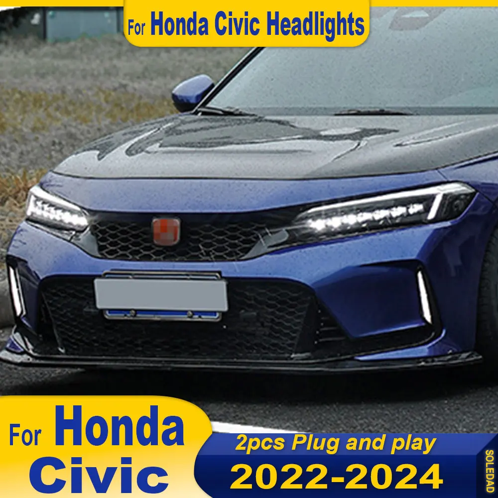 

Car LED Headlights For Honda Civic 11th 2022 2023 2024 Car Lamps Daytime Running Lights Dynamic Turn Signals Car Accessories
