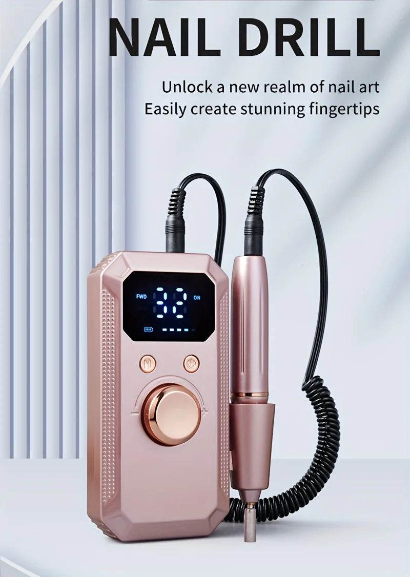 Rechargeable Electric Nail Drill Machine, Professional Nail Polisher with 11 Nail Drill Bits & 20 Sanding Bands, High Speed Manicure Tool for Salon & Home Use, Perfect Gift for Women