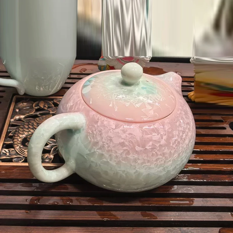 Chinese Style Gradient Color Xishi Teapot, Crystalline Glaze Kiln Transformation, Kung Fu Tea Set Household, 200ML, Tea Pot, 1Pc