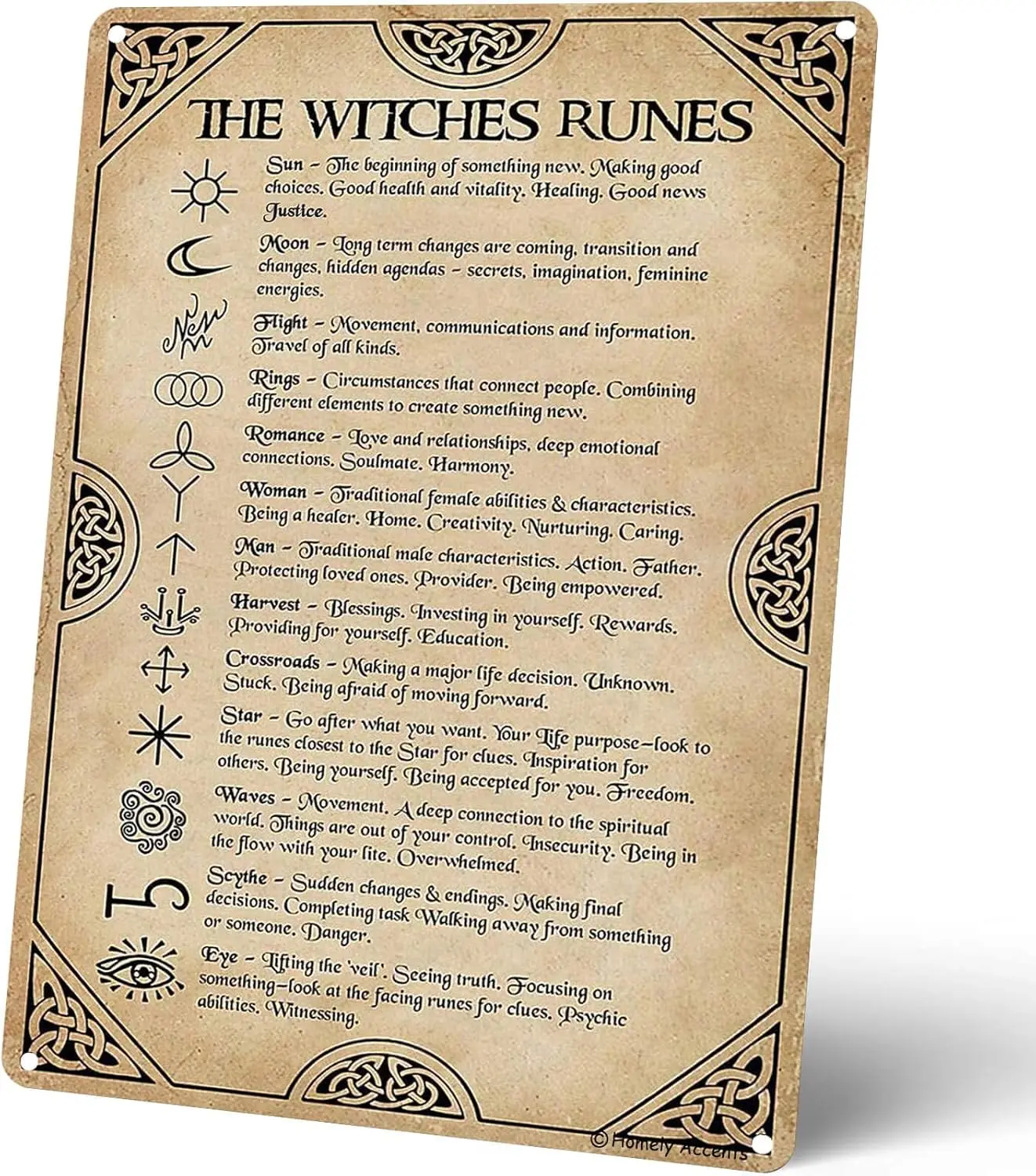 The Witches Runes Metal Signs, Witchy Home Kitchen Decor Poster Tin Signs, Vintage Witchcraft Lover Gift, Bathroom, Porch,  sign
