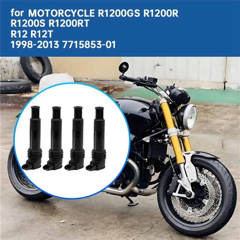 

4Pcs Motorcycle-Ignition Coil Kits 7715853-01 1213771585301 For BMW ST Waterbird R1200C/R1200GS R1150 RS R22 0447
