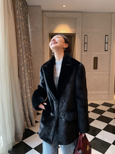 HDHOHR 2024 100 Real Mink Fur Coat Women Fashion Essential Natural Mink Fur Coats Warm Suit Collar Outerwear Winter Fur Jacket AliExpress